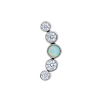 Curved Opal Attachment con Cristalli, Argento Attacco Push Fit in argento con opale bianco e cristalli chiari