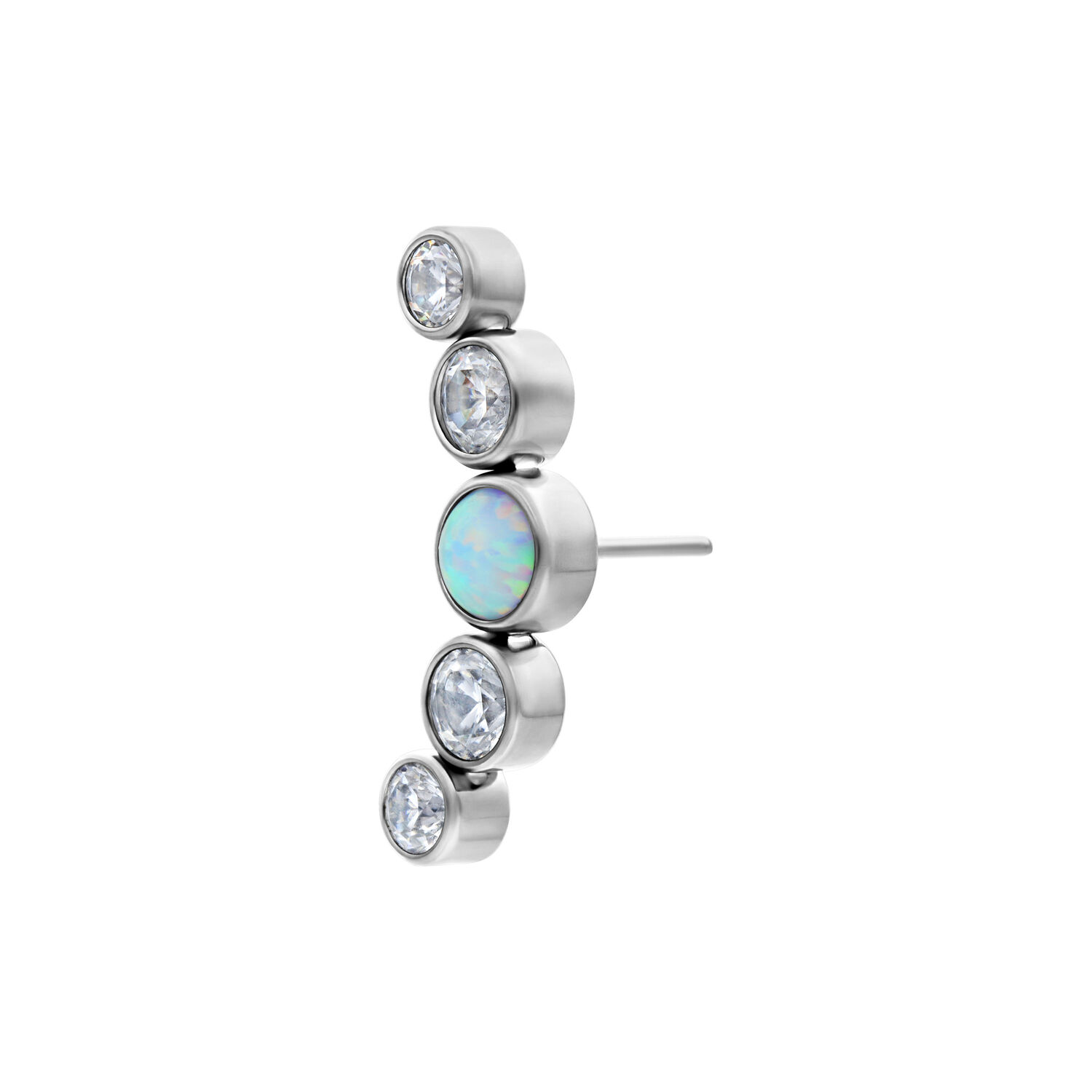 Push Fit attacco con opale bianco e cristalli Attacco Push Fit in argento con opale bianco e cristalli chiari, vista laterale