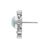 Punta in titanio argento con opale bianco e sistema Push-Fit, vista laterale