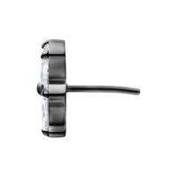 Vista laterale dell'attacco nero Push Fit Crystal Blossom, cristallo chiaro