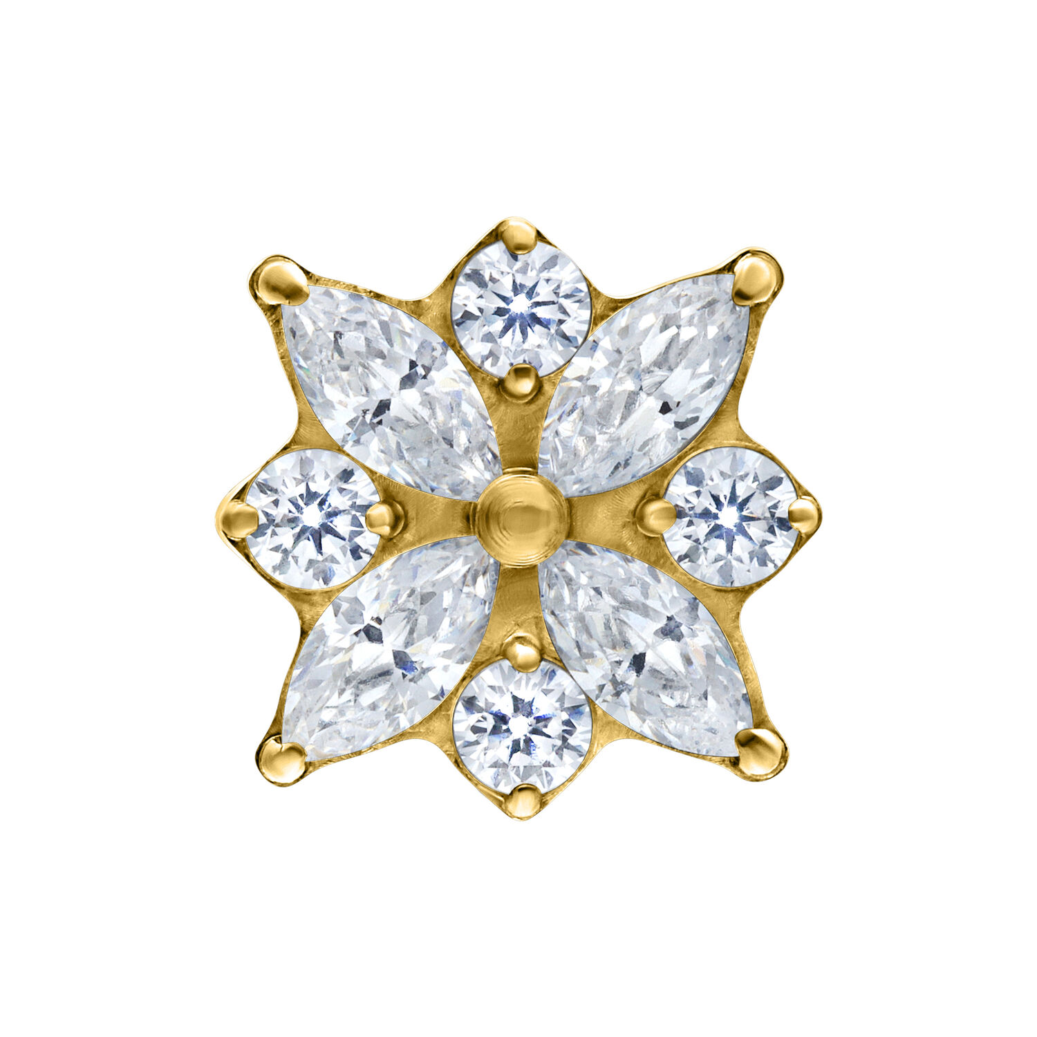 Push Fit Crystal Blossom Attacco in Oro Attacco Push Fit Crystal Blossom dorato con cristalli chiari su sfondo bianco