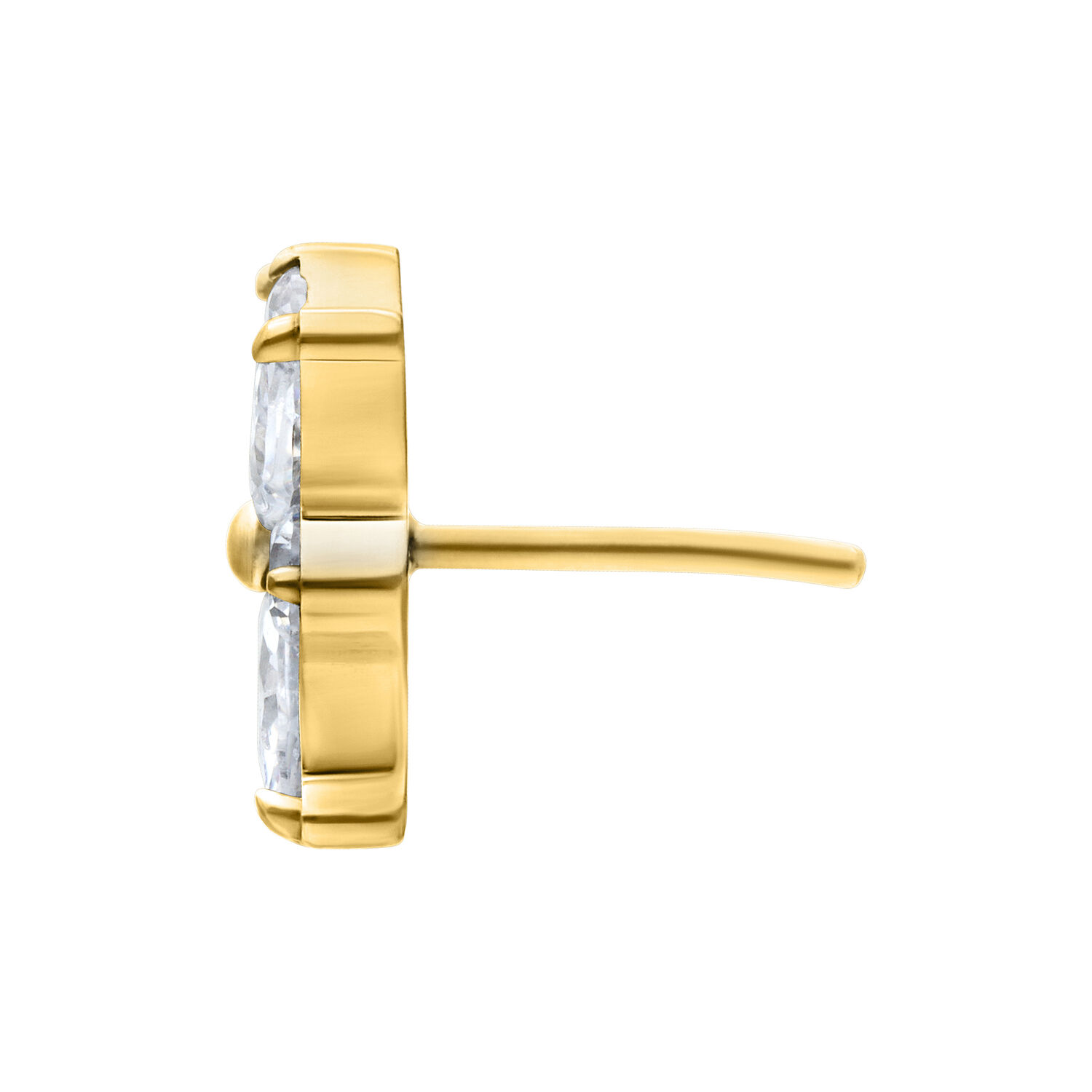 Cristallo Blossom Push Fit dorato Push Fit dorato con cristallo chiaro su sfondo bianco