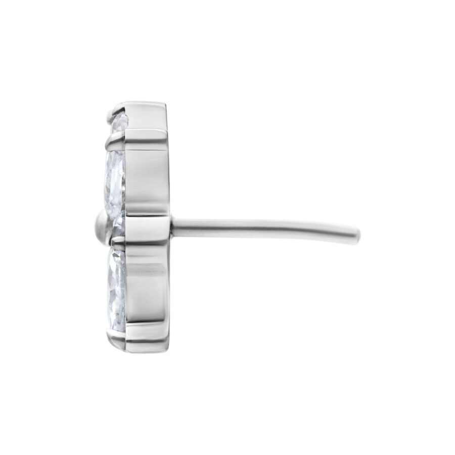 Inserto Push Fit argento con pietra cristallina su sfondo bianco