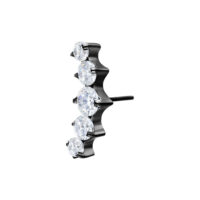 Attacco nero Push Fit con cinque cristalli chiari su sfondo bianco