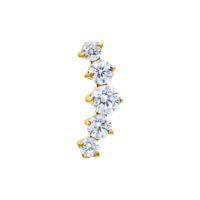 Inserto dorato con 5 cristalli chiari, design sinuoso su sfondo bianco