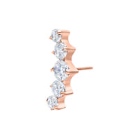 Attacco Push Fit oro rosa con cinque cristalli chiari su sfondo bianco