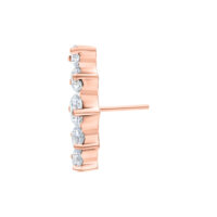 Inserto in oro rosa per Push Fit con cinque cristalli chiari su sfondo bianco
