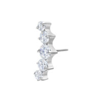 Inserto Push Fit argento con cinque cristalli chiari su sfondo bianco