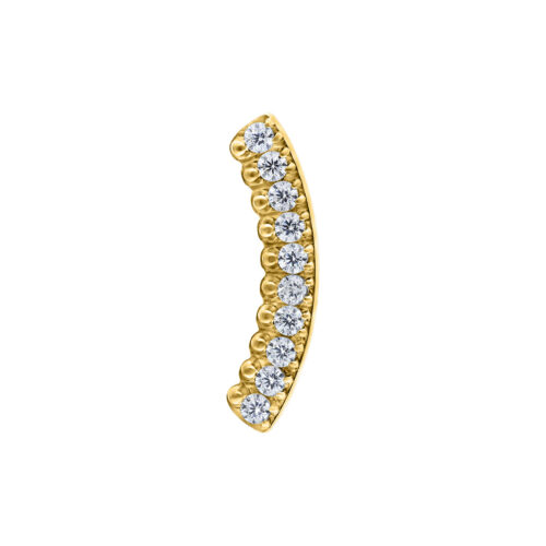 Inserto dorato con cristalli per piercing Push Fit su sfondo bianco