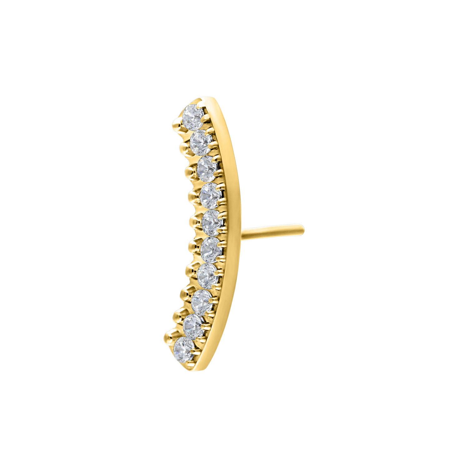 Inserto ad arco in cristallo Push Fit dorato Inserto in metallo dorato con cristalli chiari per piercing Push Fit