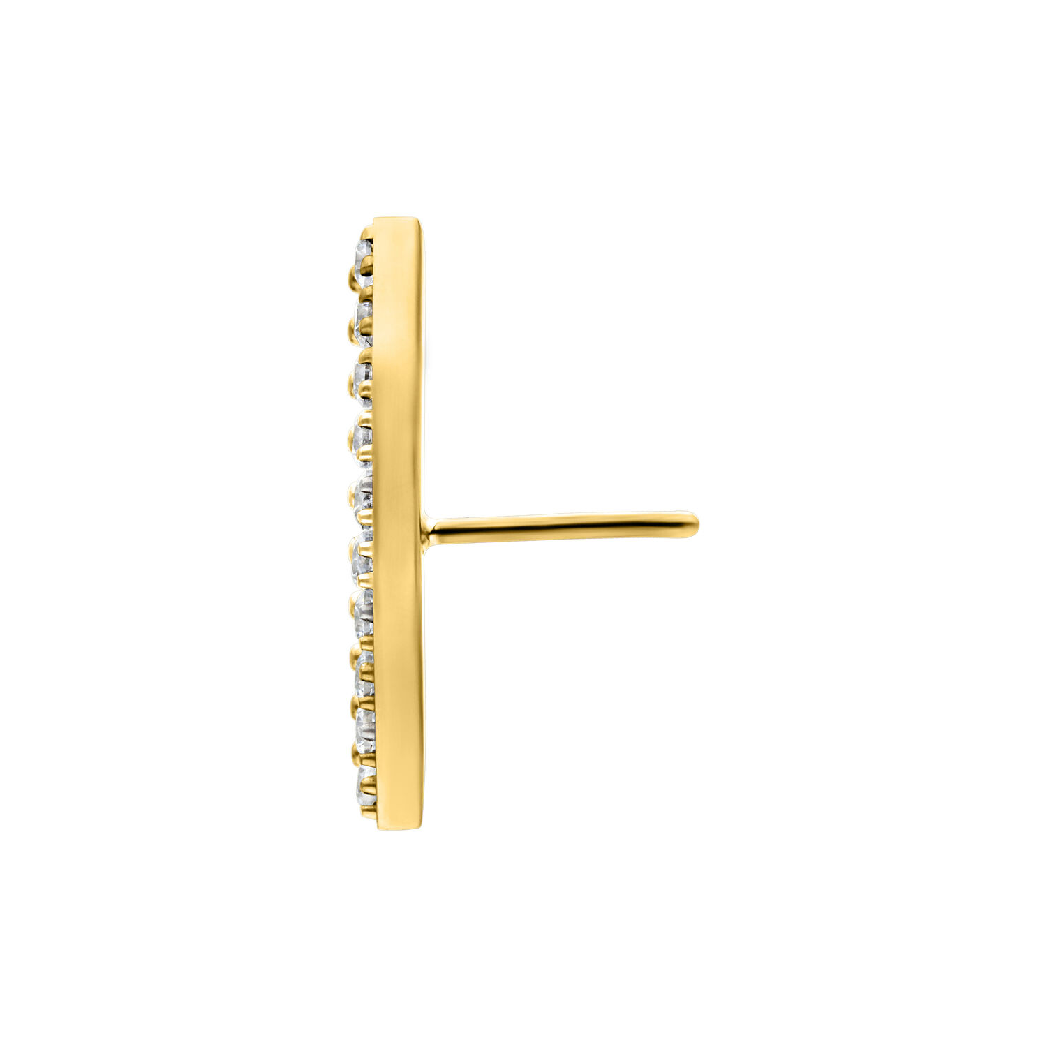 Inserto in Cristallo Push Fit Dorato Inserto per piercing in titanio dorato con cristalli chiari, vista laterale