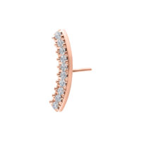 Inserto push fit in oro rosa con cristalli chiari su sfondo bianco