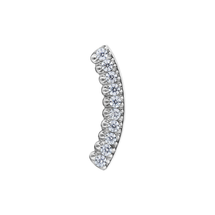 Inserto Push Fit argento con cristalli chiari su sfondo bianco