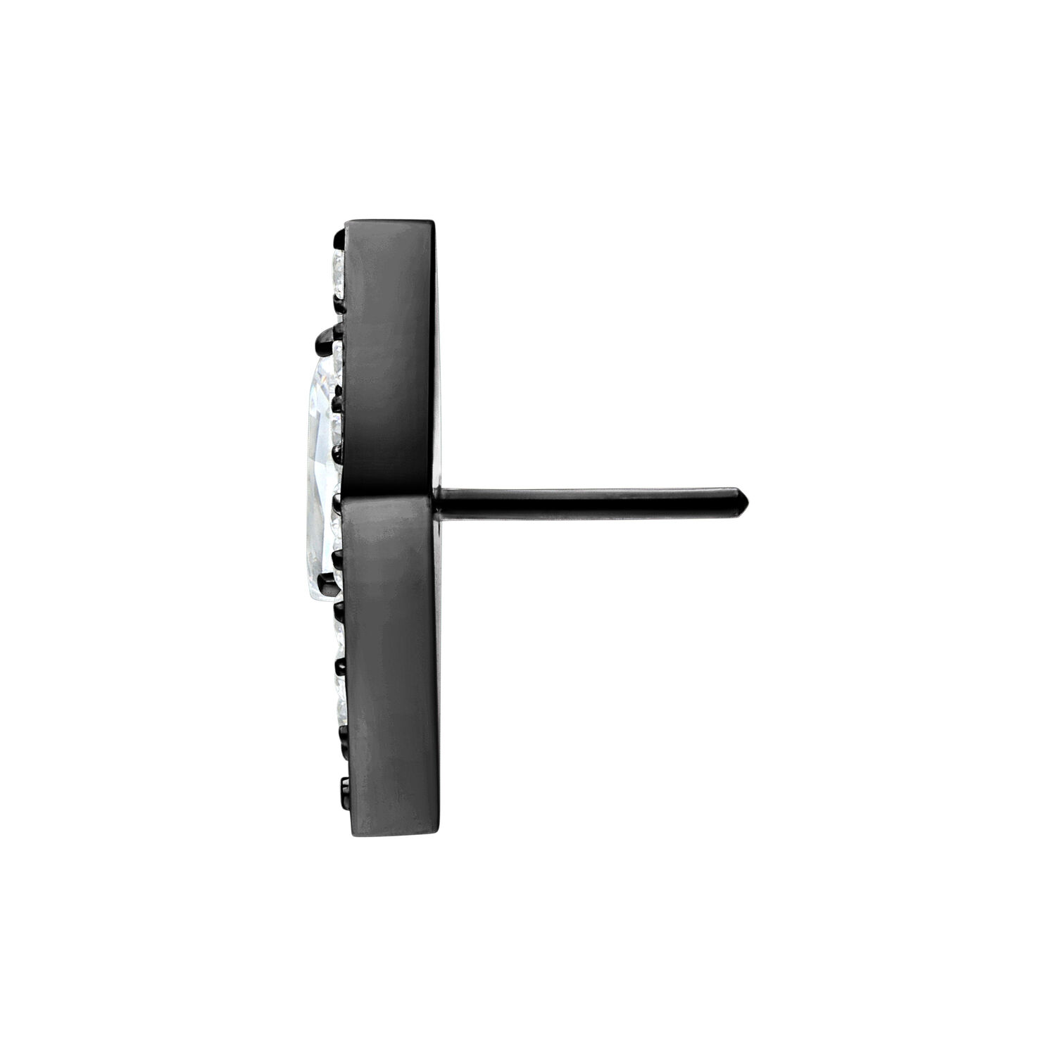 Punta nera Push Fit con cristallo chiaro su sfondo bianco