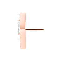 Attacco laterale Push Fit in oro rosa con cristalli chiari su sfondo bianco