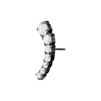 Accessorio in titanio nero con cristalli chiari su sfondo bianco