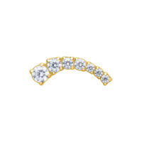Inserto piercing dorato a forma di arco con cristalli chiari su sfondo bianco