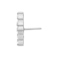 Inserto a forma di V argento con cristalli chiari e asta Push Fit su sfondo bianco