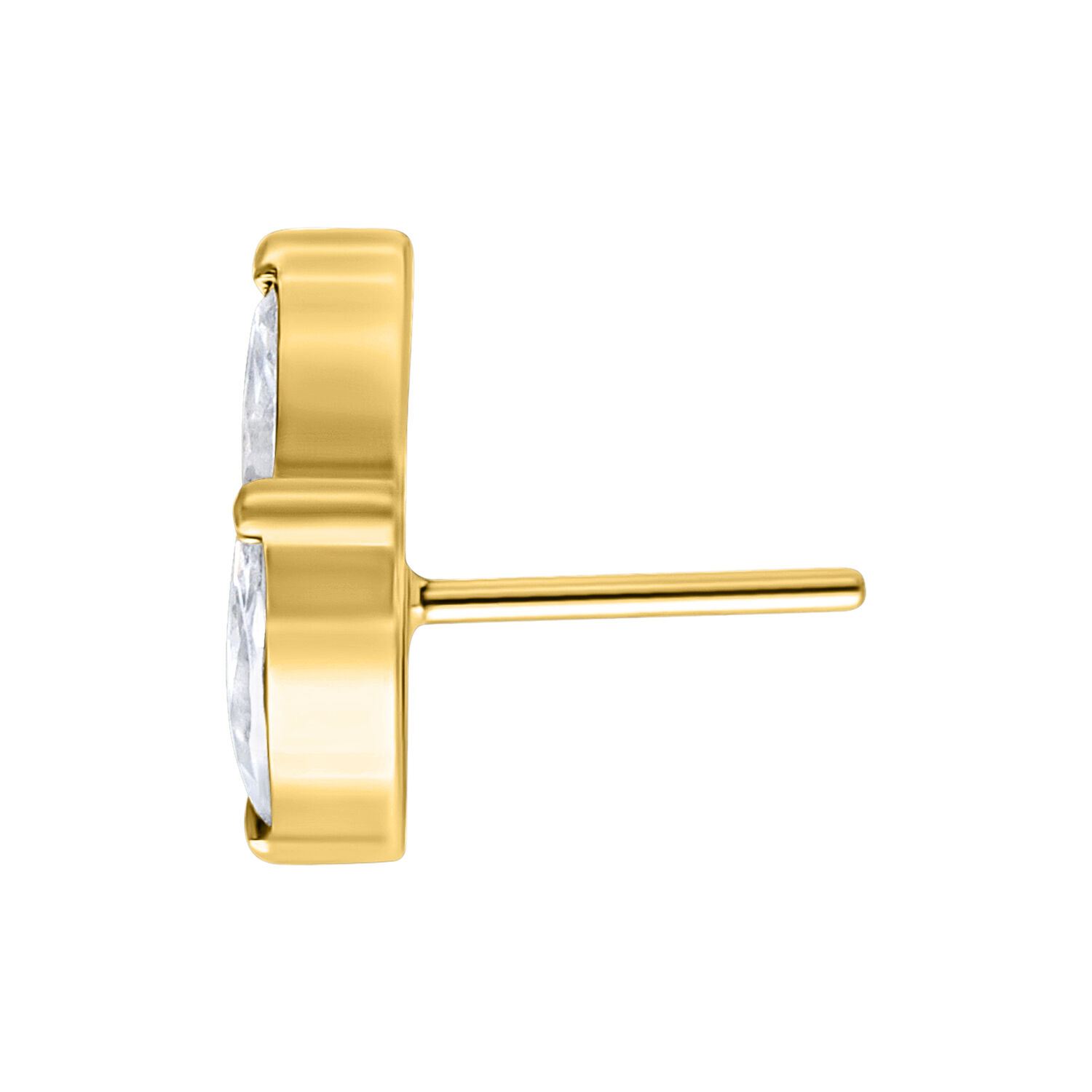 Piercing Push Fit Ovale Floreale Dorato con pietra cristallina su sfondo bianco
