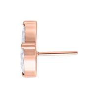 Attacco Push Fit Oval Flower in oro rosa con cristallo chiaro, di lato su sfondo bianco