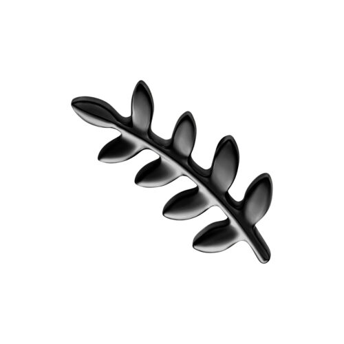 Foglia nera in metallo su sfondo bianco