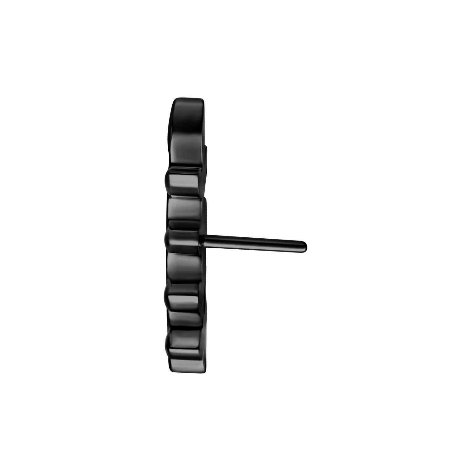 Inserto nero metallico Push Fit Leaf su sfondo bianco