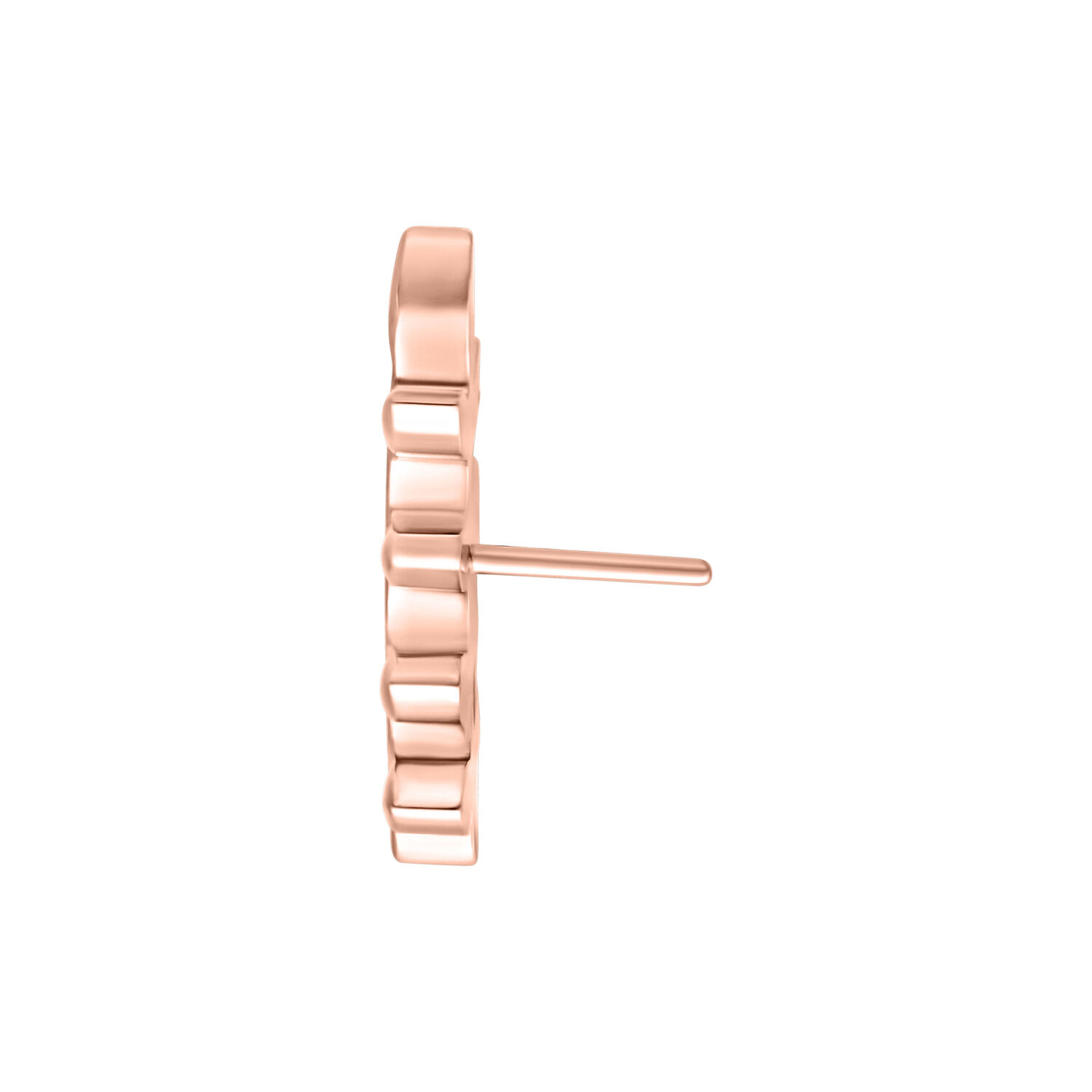 Attacco Push Fit Leaf in rosé oro visto di lato su sfondo bianco