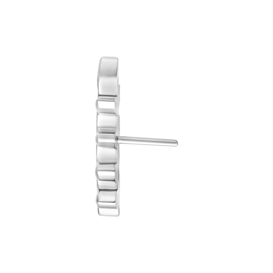 Inserto a foglia Push Fit metallico argento su sfondo bianco