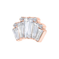 Attacco Push Fit in oro rosa con cristalli chiari su sfondo bianco