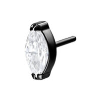 Inserto in titanio nero con cristallo ovale chiaro su sfondo bianco