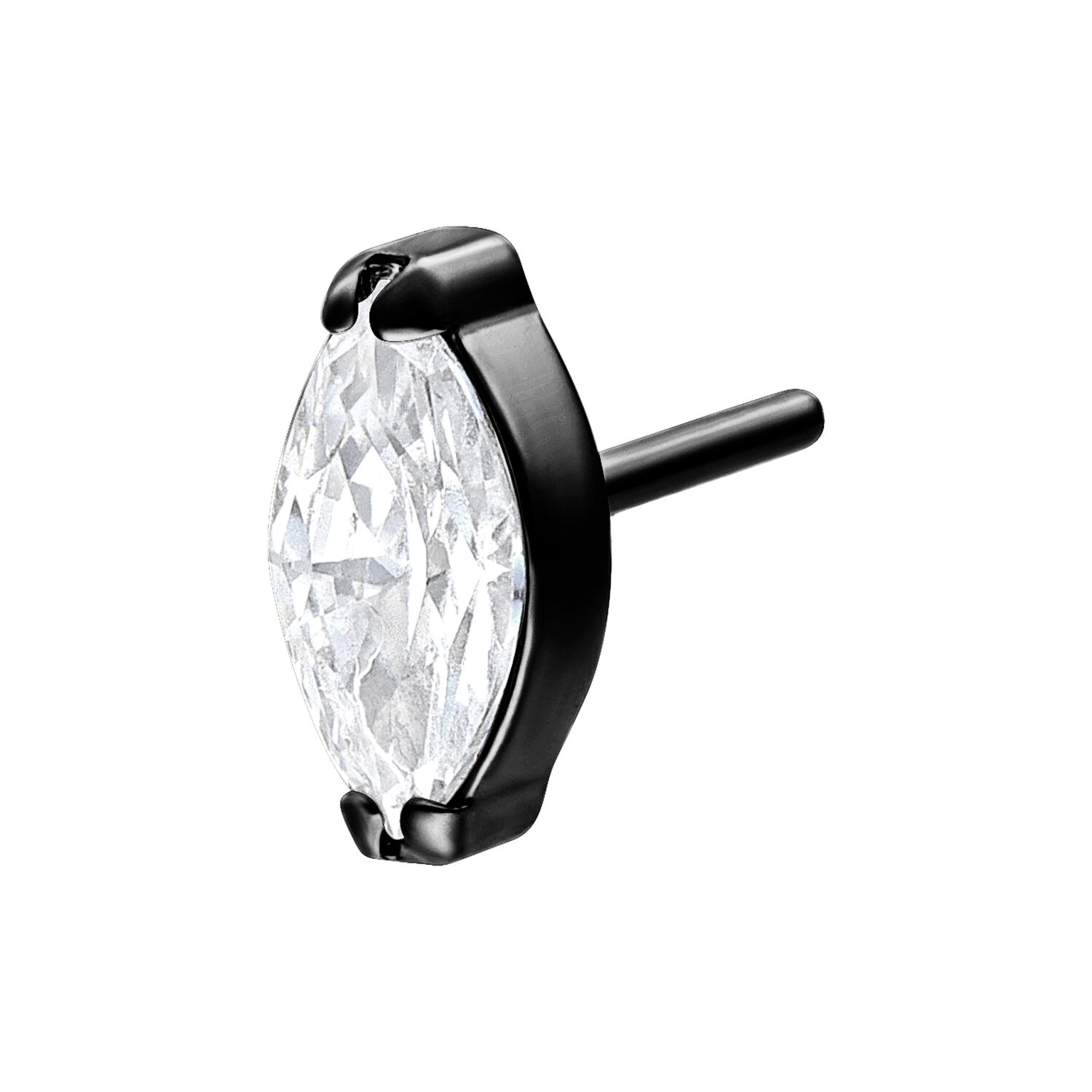 Inserto in titanio nero con cristallo ovale chiaro su sfondo bianco