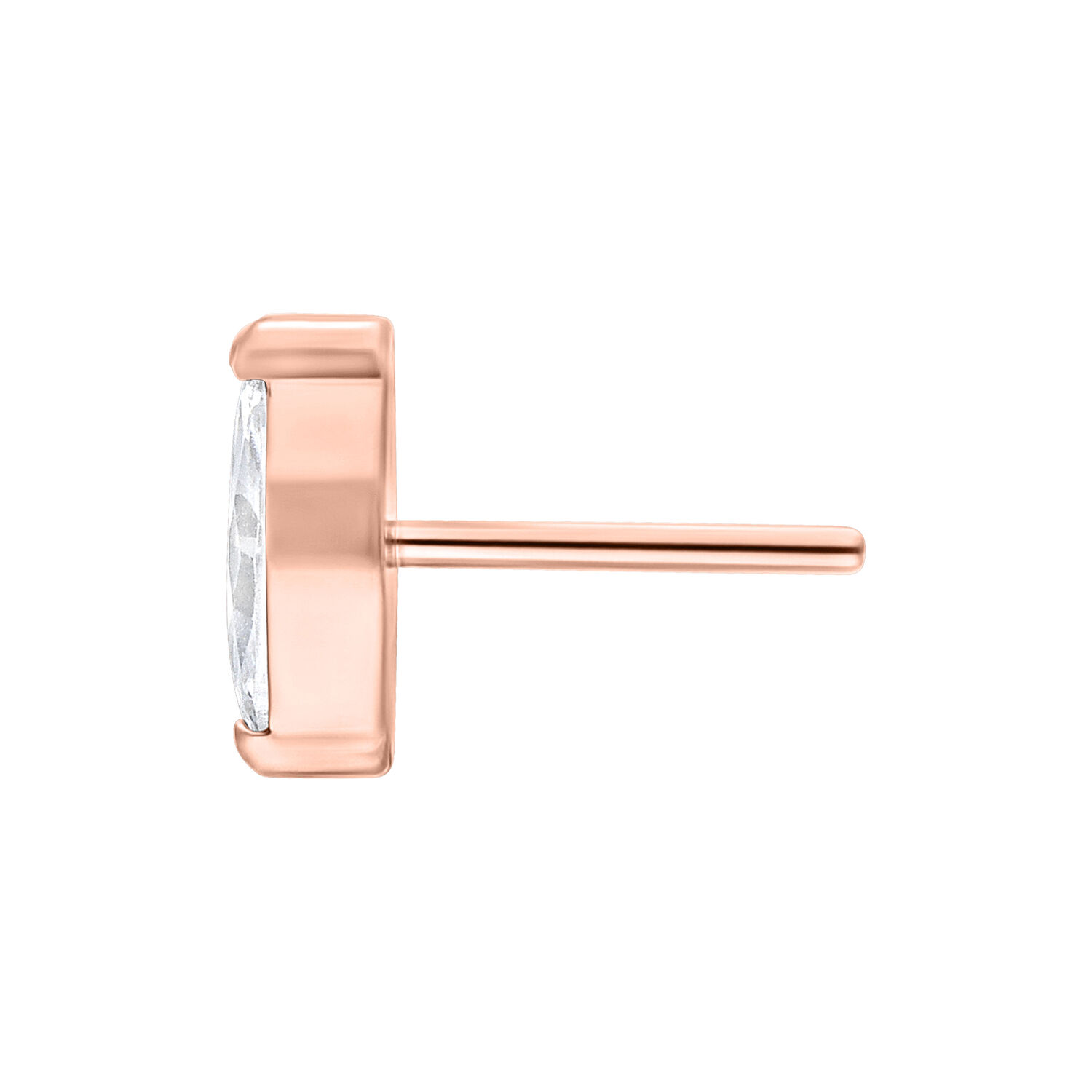 Inserto Push Fit in oro rosa con cristallo ovale su sfondo bianco