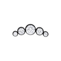 Accessorio piercing nero con cinque cristalli chiari su sfondo bianco