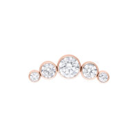 Attacco Push Fit in oro rosa con cinque cristalli chiari su sfondo bianco