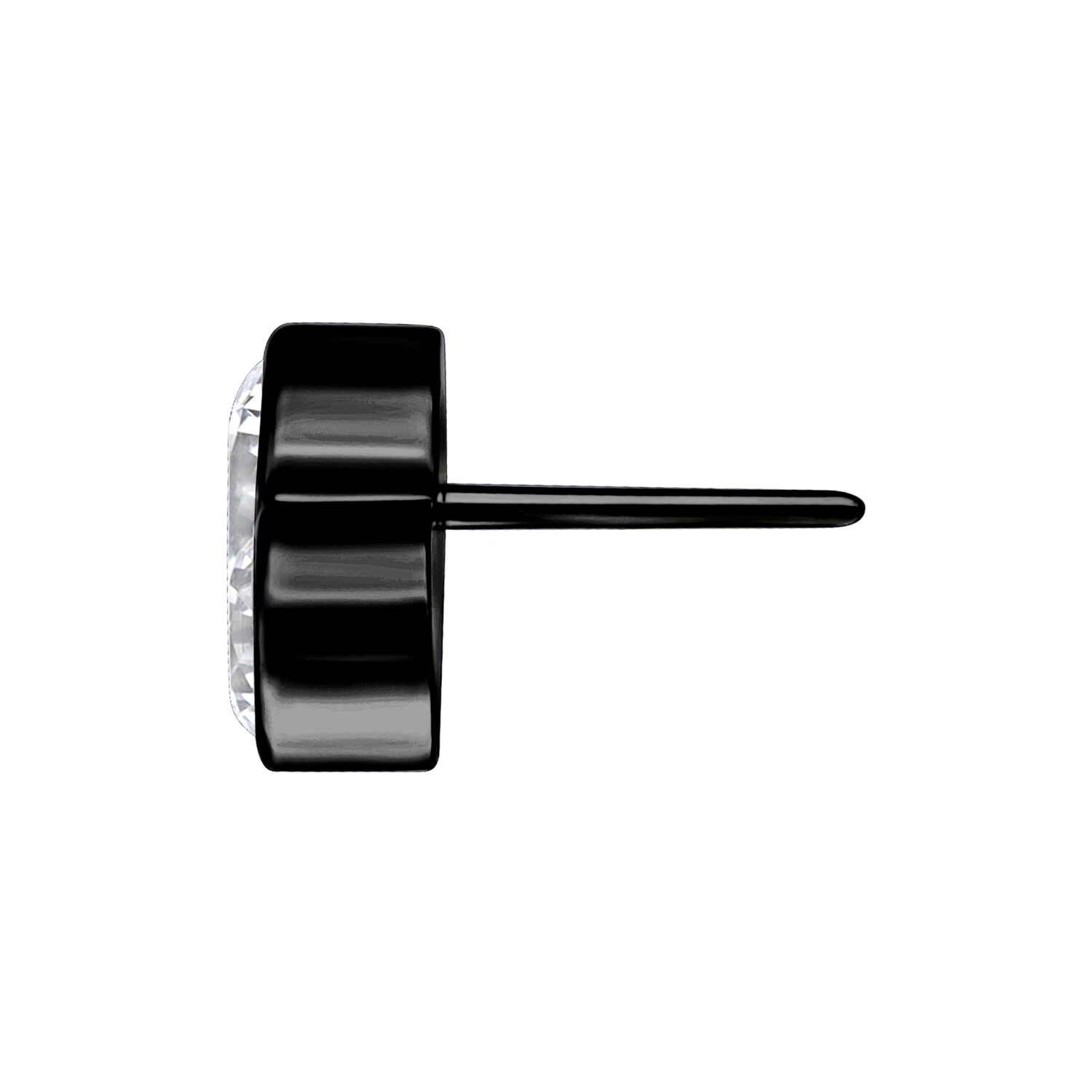 Inserto a pressione in titanio nero con cristallo chiaro su sfondo bianco
