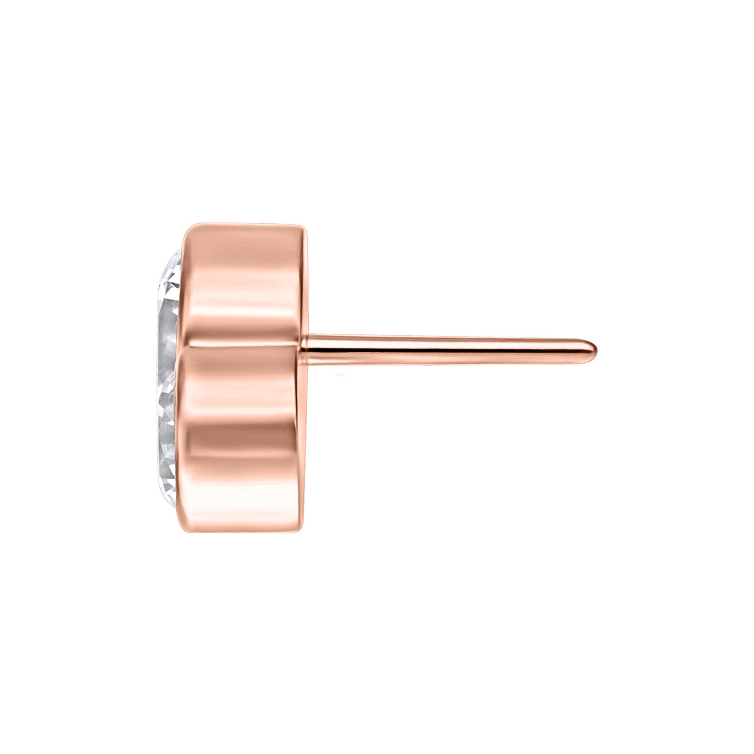 Attacco Push Fit oro rosa con cristallo chiaro su sfondo bianco