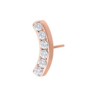 Attacco Push Fit oro rosa con sei cristalli chiari su sfondo bianco