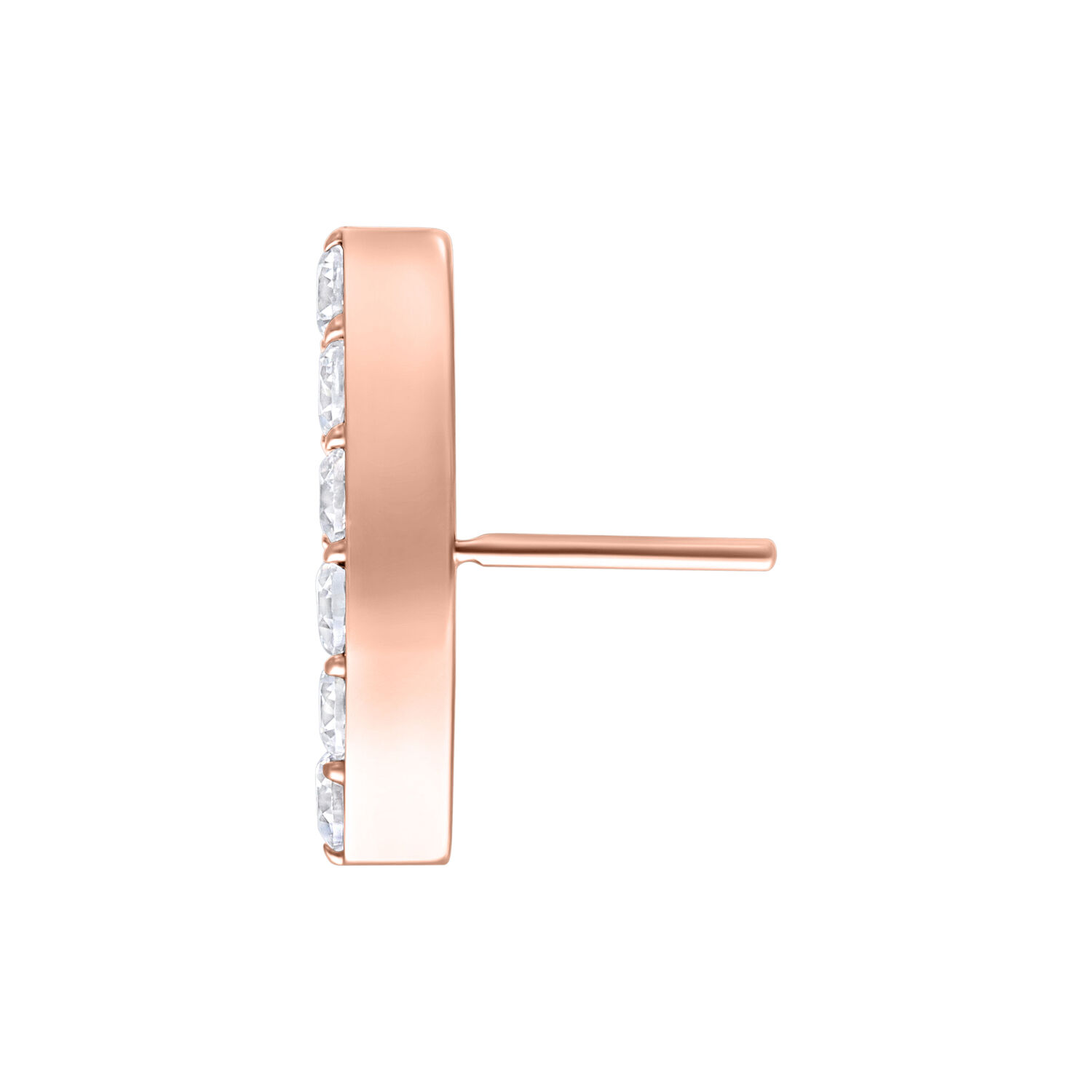 Attacco Push Fit oro rosa con cristalli chiari su sfondo bianco