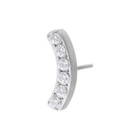 Inserto piercing argento con 6 cristalli chiari su sfondo bianco