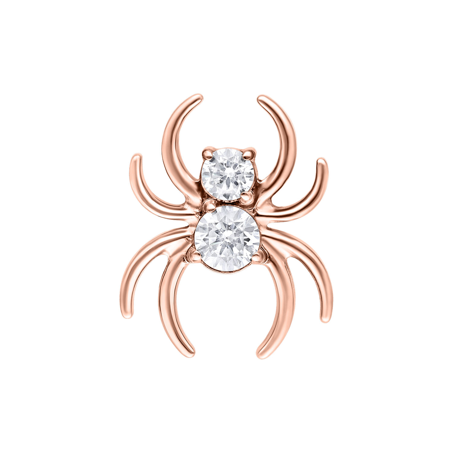 Inserto ragno oro rosa con cristalli chiari su sfondo bianco