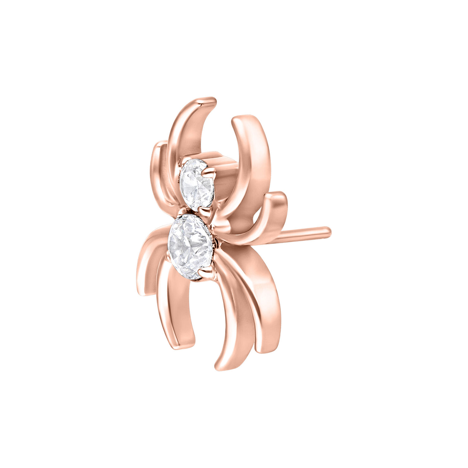Rosé Gold Spider Aufsatz mit klarem Kristall auf weißem Hintergrund