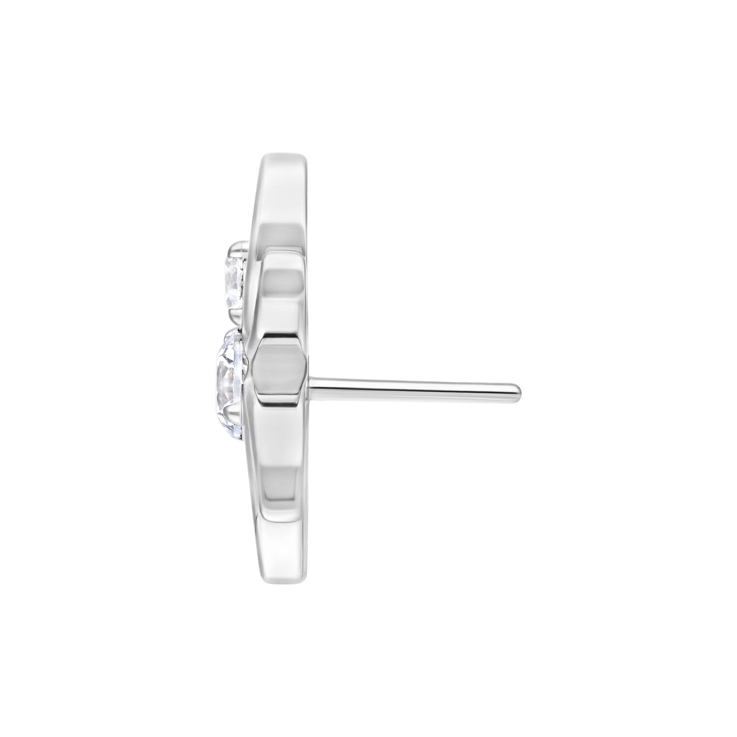 Accessorio Push Fit color argento a forma di ragno con cristallo chiaro su sfondo bianco