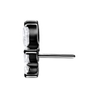 Accessorio in metallo nero con cristalli chiari su sfondo bianco