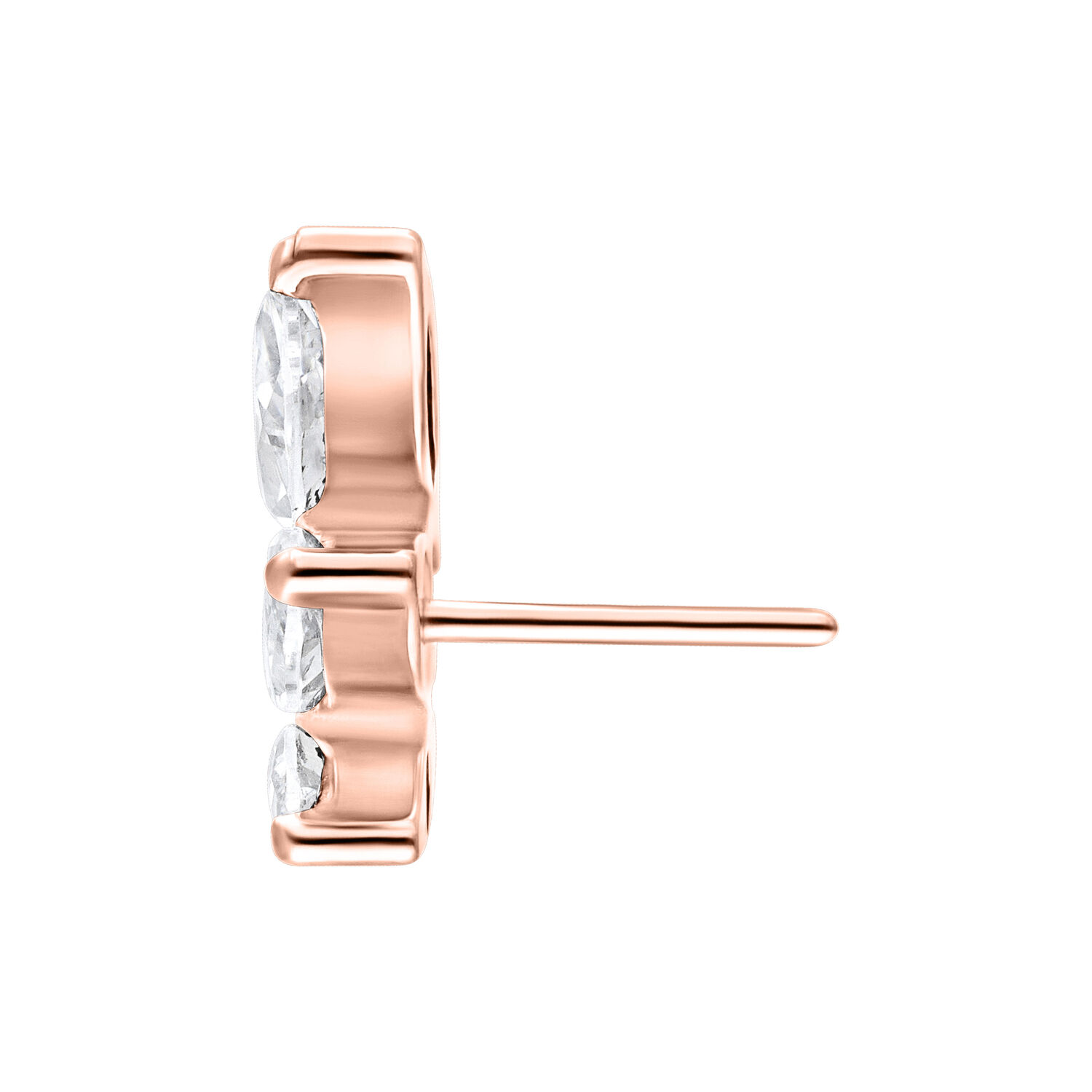 Attacco Push Fit in oro rosa con cristalli chiari su sfondo bianco