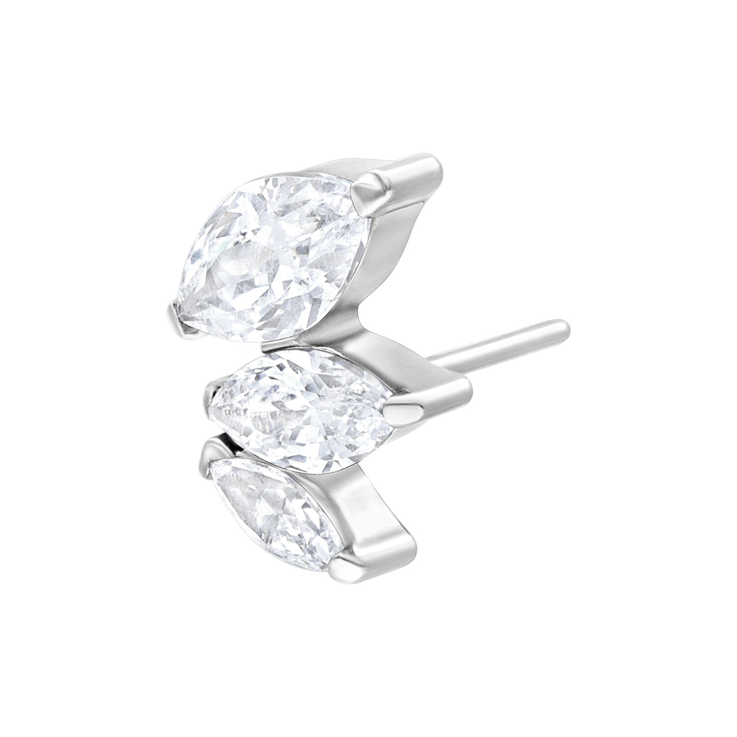 Inserto in cristallo argento con cristallo chiaro su sfondo bianco