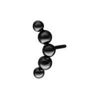 Attacco metallico nero con forma a bolla curva su sfondo bianco