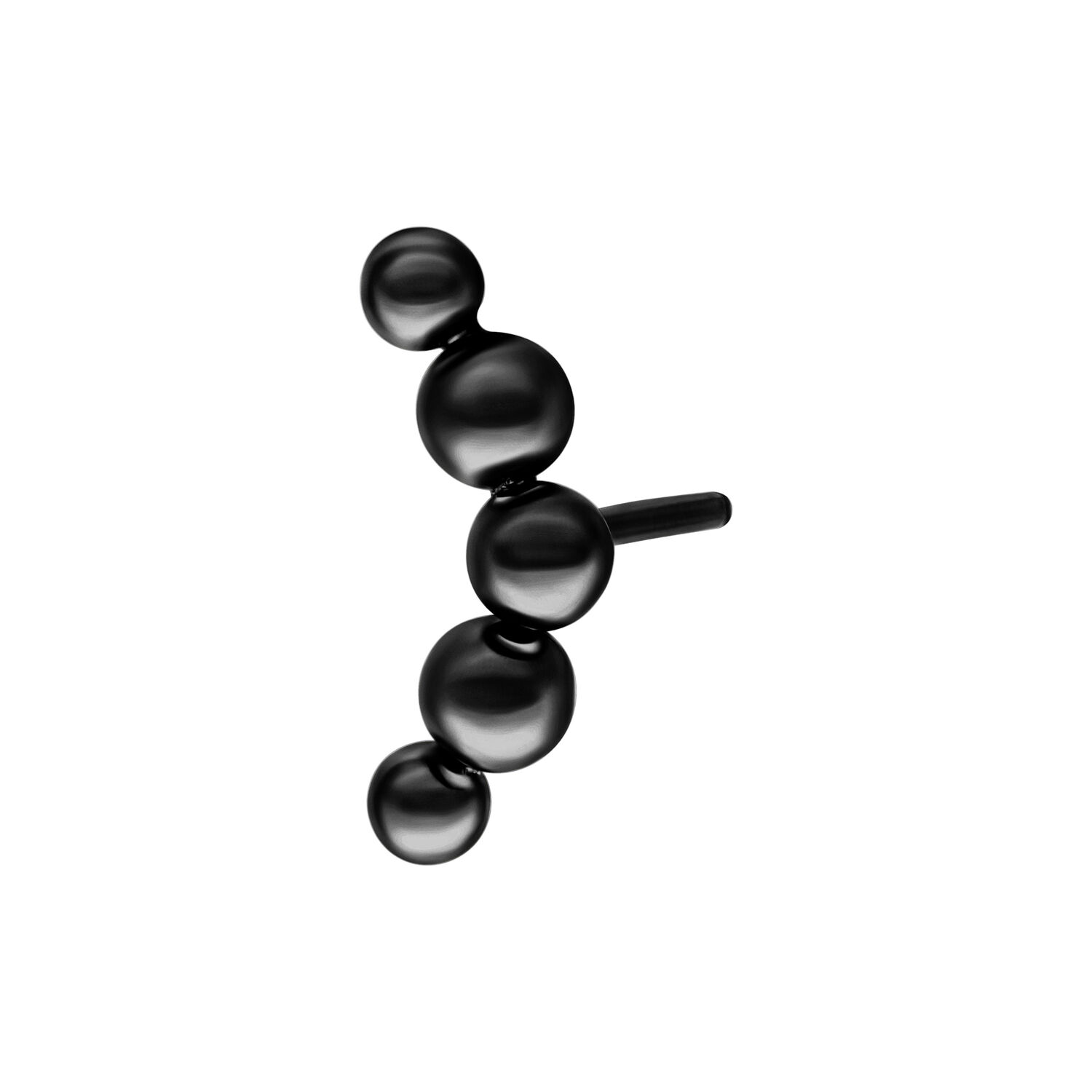 Attacco metallico nero con forma a bolla curva su sfondo bianco