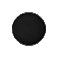 Dischetto nero rotondo in titanio per piercing Push Fit su sfondo bianco