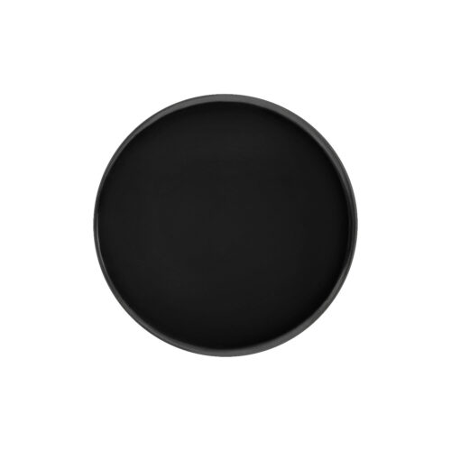 Dischetto nero rotondo in titanio per piercing Push Fit su sfondo bianco