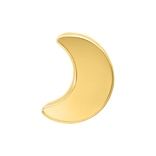 Inserto a forma di luna dorato in titanio su sfondo bianco